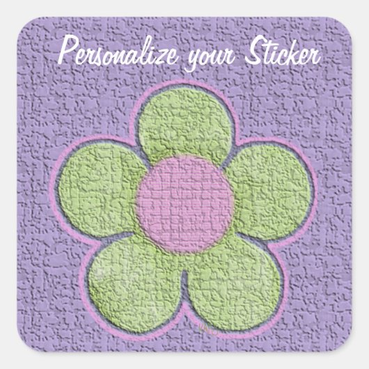 Grüne Texturierte Blume Quadratischer Aufkleber (Vorderseite)