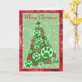 Grüne Tierpfade Silhouette Weihnachtsbaumdekor Karte (Gelbe Blume)