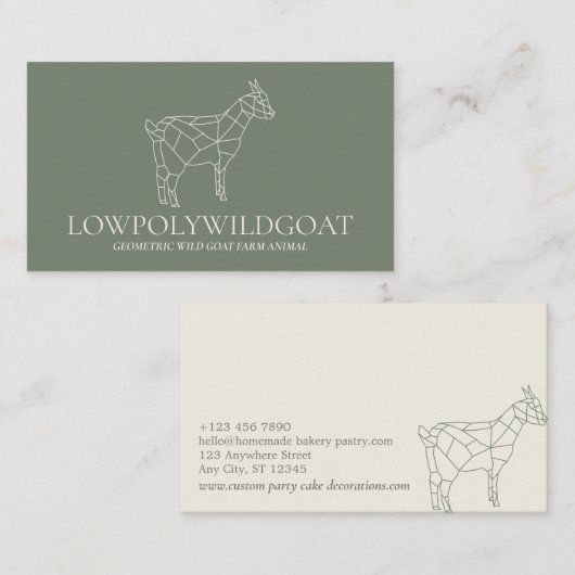 Grüne Tierziege Lowpolyziege, Bauer Visitenkarte (Vorne/Hinten)