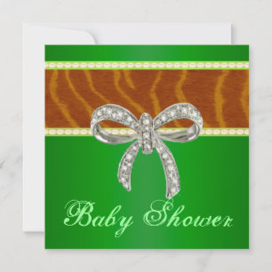 Grüne Tiger-Diamant-Bogen-Baby-Party-Einladung Einladung