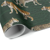 Grüne Tiger und Leoparden Geschenkpapier (Rolleneckpunkt)