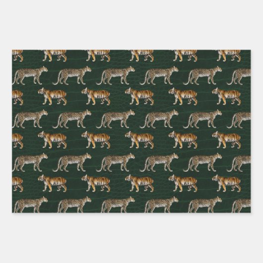 Grüne Tiger und Leoparden Geschenkpapier Set (Vorderseite 3)
