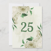 Grüne Tischnummer aus Elfenbein, weiße Blume (Rückseite)