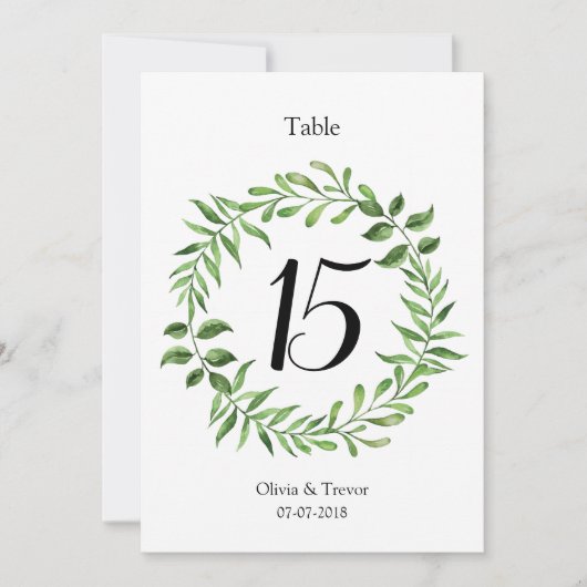 Grüne Tischnummern für Wasserfarben (Vorderseite)