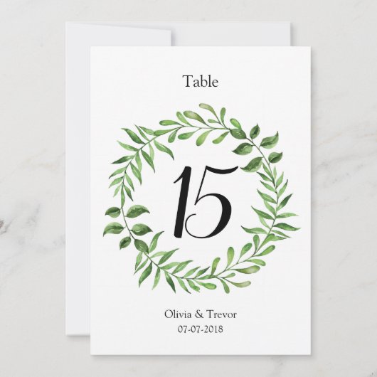 Grüne Tischnummern für Wasserfarben (Rückseite)