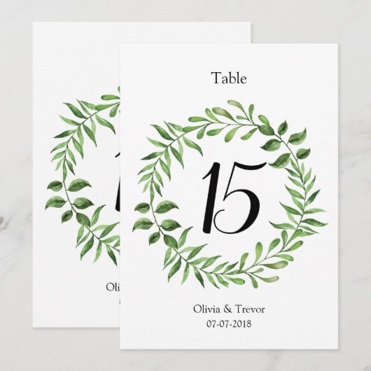 Grüne Tischnummern für Wasserfarben (Vorne/Hinten)