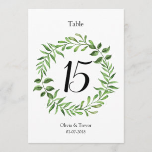 Grüne Tischnummern für Wasserfarben