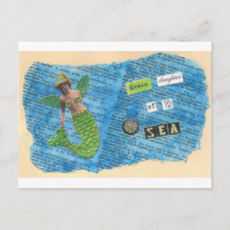 Grüne Tochter der Seemeerjungfrau-Postkarte Postkarte