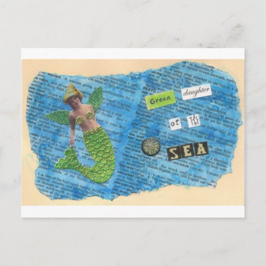 Grüne Tochter der Seemeerjungfrau-Postkarte Postkarte (Vorderseite)