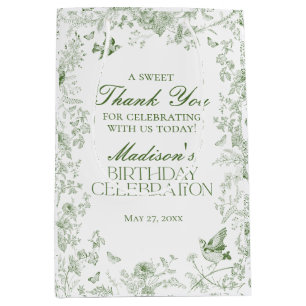 Grüne Toile De Jouy Florale Geburtstagsfeier Gesch Mittlere Geschenktüte