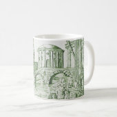Grüne Toile de Jouy Kaffeetasse (VorderseiteRechts)