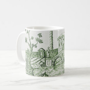 Grüne Toile de Jouy Kaffeetasse