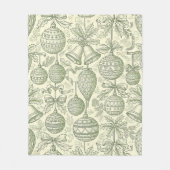 Grüne Toile-Weihnachtsglocken & Ornament-Muster 2 Fleecedecke (Vorderseite)