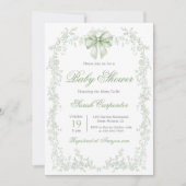 Grüne Toilette und Bow Babydusche Einladung (Vorderseite)