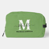 Grüne Toilettenbeutel mit Monogramm Waschbeutel (Rückseite)
