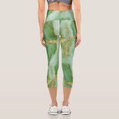 Grüne Tones marmorierte Capri-Leggings Capri Leggings (Rückseite)