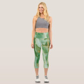 Grüne Tones marmorierte Capri-Leggings Capri Leggings (Vorderseite)