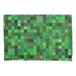 Grüne Tonquadrate Kissenbezug