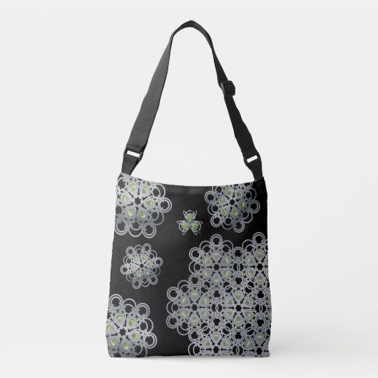 Grüne Torusphäre PolyHexaBloom Crossbody Bag Tragetaschen Mit Langen Trägern (Vorderseite)