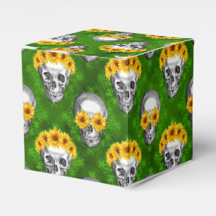 Grüne Totenköpfe und Sonnenblumen-Serie Design 14 Geschenkschachtel