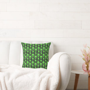Grüne Totenköpfe und Sonnenblumen-Serie Design 2 Kissen