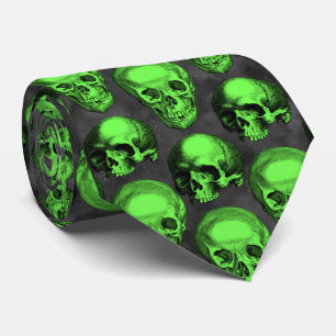 Grüne Totenköpfe und Sonnenblumen-Serie Design 2 Krawatte