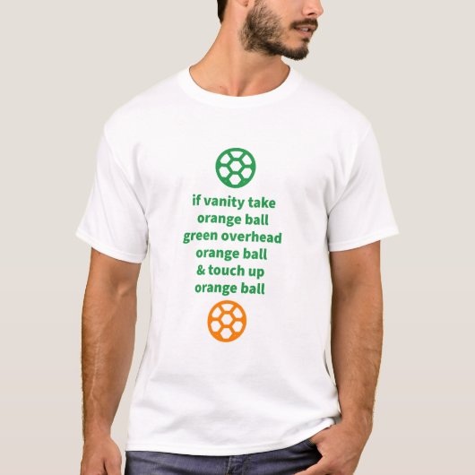 Grüne Touch-Up-Manner von Orange Ball T-Shirt (Vorderseite)