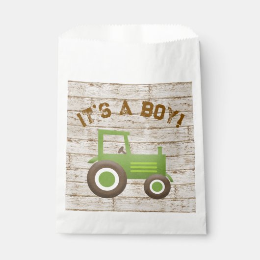Grüne Traktor Farm Baby Dusche Beutel Geschenktütchen (Vorderseite)