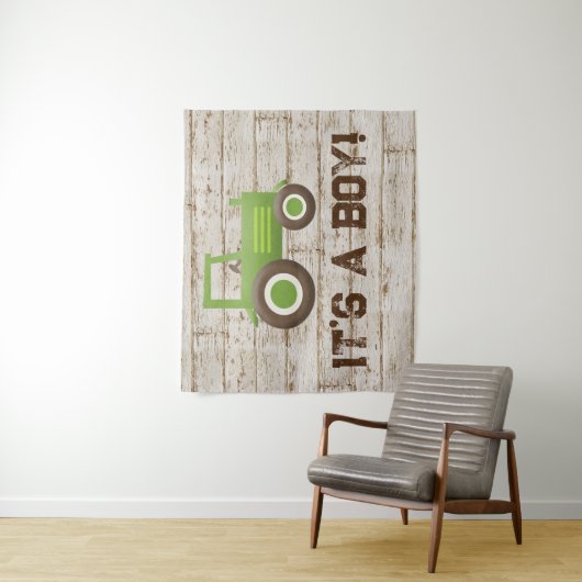 Grüne Traktor Farm Baby Dusche Hintergrund Wandteppich (Beispiel)