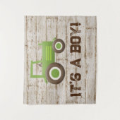 Grüne Traktor Farm Baby Dusche Hintergrund Wandteppich (Vorderseite)