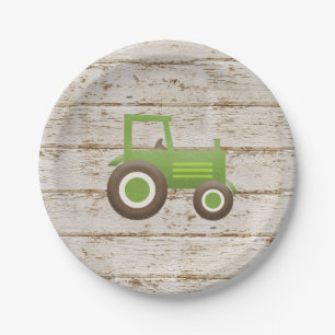 Grüne Traktor Farm Babyparty Pappteller