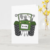 Grüne Traktor Landhochzeit Karte (Gelbe Blume)