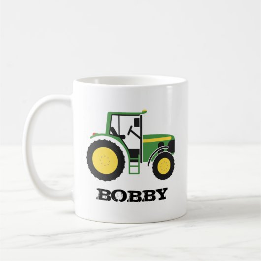 Grüne Traktor-Tasse mit Namen Kaffeetasse (Links)