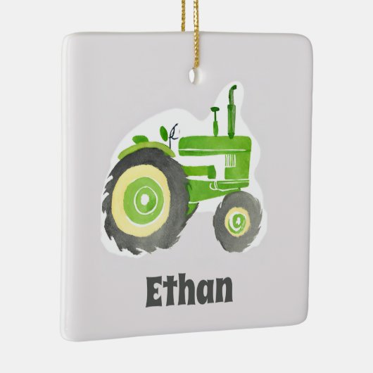 Grüne Traktor Wasserfarbe Personalisierte Bauernde Keramikornament (Rechts)