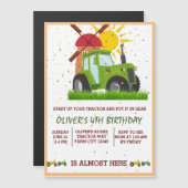 Grüne Traktorboys als Geburtstagspartei Magneteinladung (Vorne/Hinten)