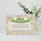 Grüne Traktorbücher für die Babykarte Begleitkarte (Stehend Vorderseite)