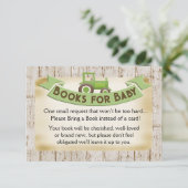 Grüne Traktorbücher für die Babykarte Begleitkarte (Stehend Vorderseite)