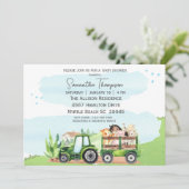 Grüne Traktorendusche für Landtiere Einladung (Stehend Vorderseite)