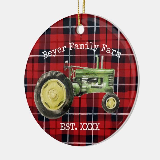 Grüne Traktorenfamilie Keramik Ornament (Links)