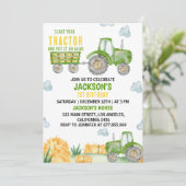 Grüne Traktorfarm Einladung zum Geburtstag (Stehend Vorderseite)