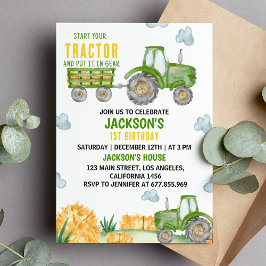 Grüne Traktorfarm Einladung zum Geburtstag