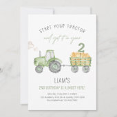 Grüne Traktorfarm Geburtstag jedes Party Einladung (Vorderseite)