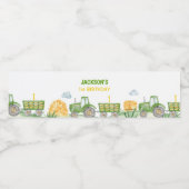 Grüne Traktorfarm Geburtswasserflasche Wasserflaschenetikett (Einzelnes Label)