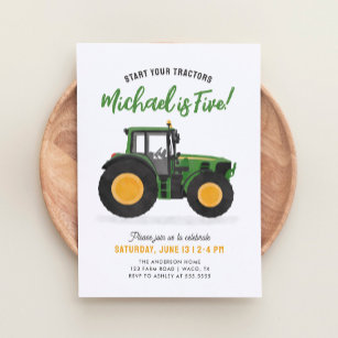 Grüne Traktorin Geburtstagspartei Einladung