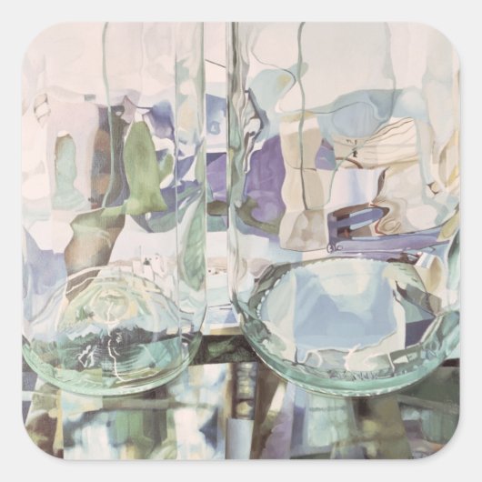 Grüne Transparenz Quadratischer Aufkleber (Vorderseite)