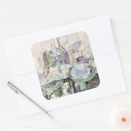 Grüne Transparenz Quadratischer Aufkleber (Umschlag)