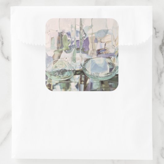 Grüne Transparenz Quadratischer Aufkleber (Tasche)