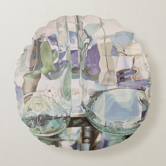 Grüne Transparenz Rundes Kissen (Vorderseite)