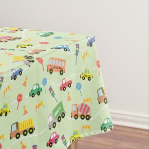 Grüne Transportfahrzeuge Tischdecke
