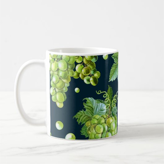 Grüne Traube: Dunkles Muster für die Wasserfarbe Kaffeetasse (Links)